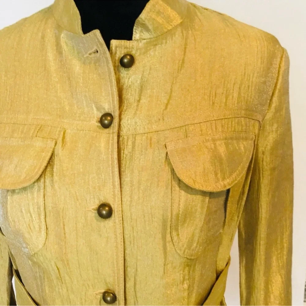 Elegant Gold shimmer metallic jacket with pockets, luxury item 3 sizes available - Picture 5 of 13
